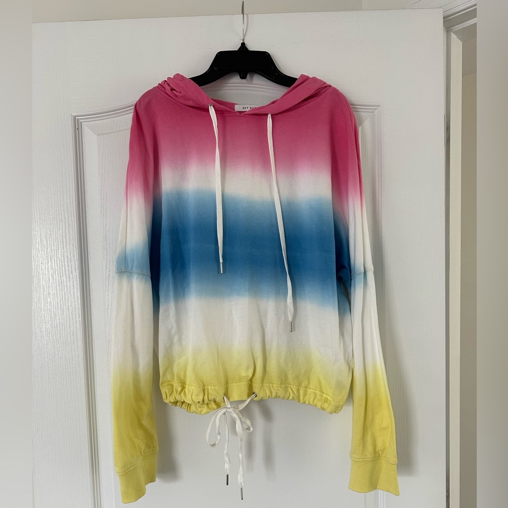 BB Dakota - Lightweight Tie Dye Hoodie - Size Medium - Pink White Blue Yellow